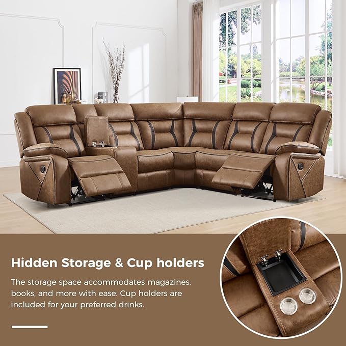 EBELLO Manual Reclining Sectional Sofa - Image 4