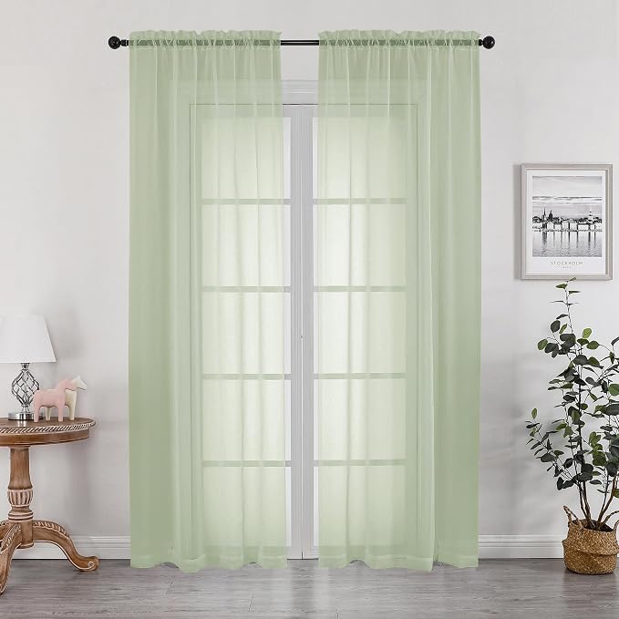 OWENIE Sheer Curtains 78 inches Long 2 Panels Set by OWENIE
