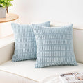 Pack of 2 Corduroy Decorative Throw Pillow Covers 18x18 InchSoft Striped Pillow by Unknown