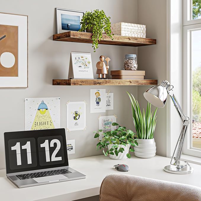 Fixwal Wood Floating Shelves for Wall, Bathroom and Kitchen, Wall Shelves for - Image 4