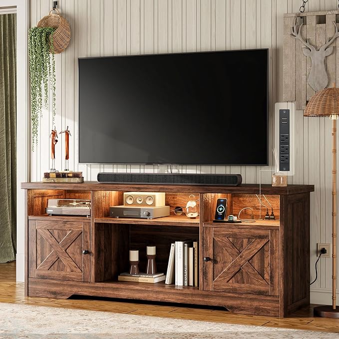 Casaottima TV Stand for 65 Inch TV, Farmhouse Entertainment Center by Casaottima