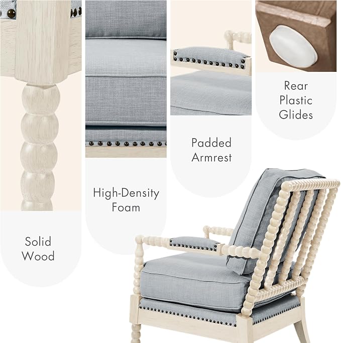 Madison Park Accent Chairs for Living Room Farmhouse Modern Armchair, Solid Wood - Image 4