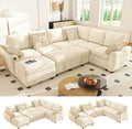Ihanherry 106-inch Large L-Shaped Sectional Sofa Bed, 7-Seater Convertible Pull by iHanHerry