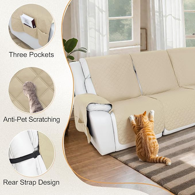 HDCAXKJ 100% Waterproof Reclining Sectional Couch Covers L Shape Recliner Sofa - Image 5