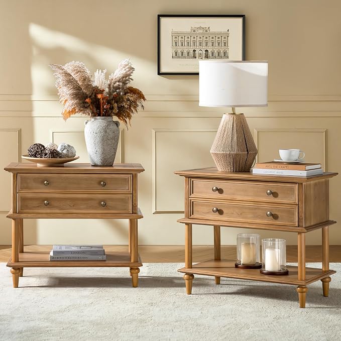 HULALA HOME Farmhouse Nightstand Set of 2 by HULALAHOME