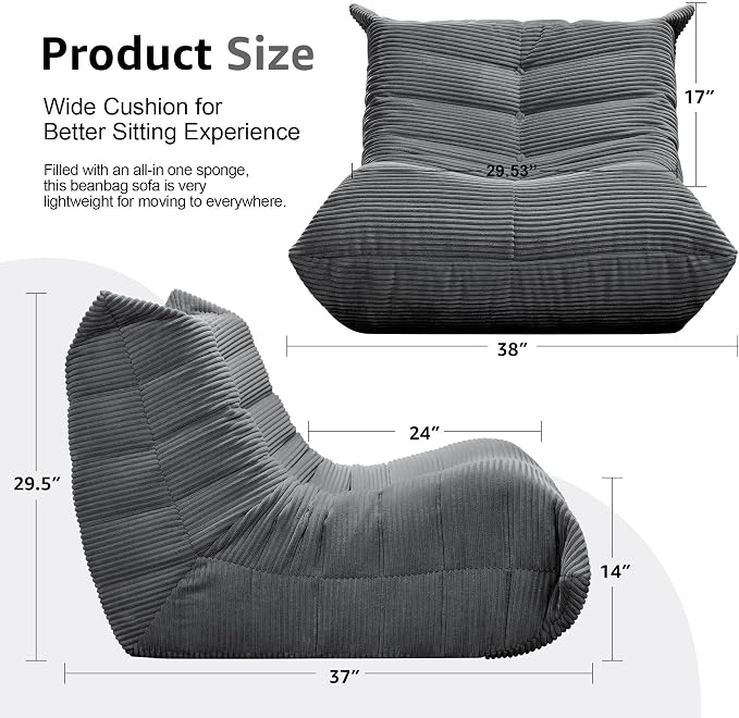 Bean Bag Chairs for Adults Giant Bean Bag Chair Memory Foam BeanBag Chair Bean - Image 2