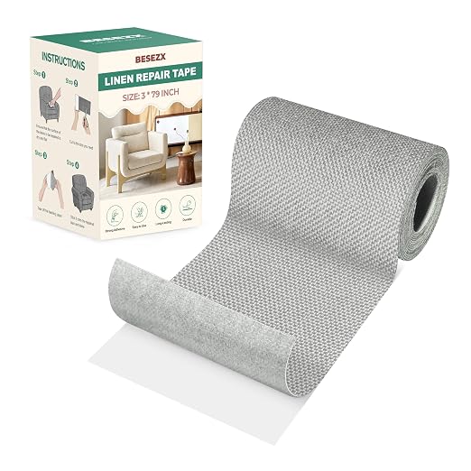 BESEZX Linen Fabric Repair Tape, 3x79 Inch Self Adhesive Repair Patches by Besezx