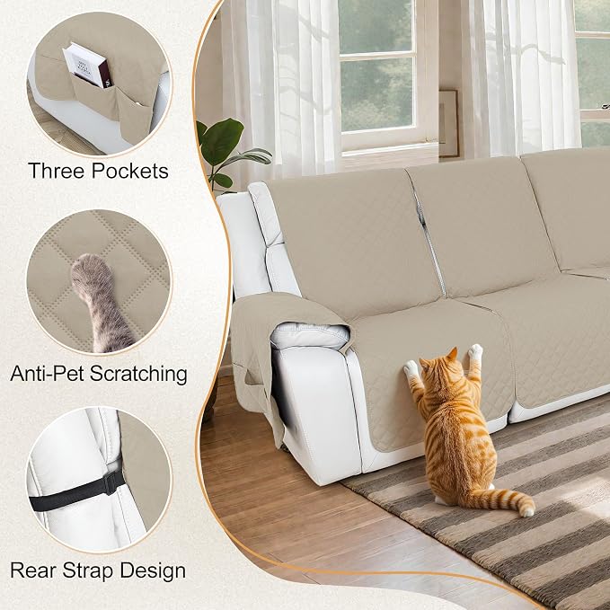 HDCAXKJ Reclining Sectional Couch Covers L Shape Recliner Sofa Middle Console - Image 4
