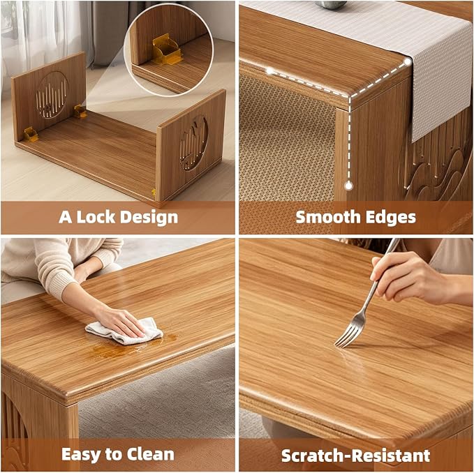 Folding Coffee Table, Japanese Floor Table, Low Bamboo Desk - Image 7