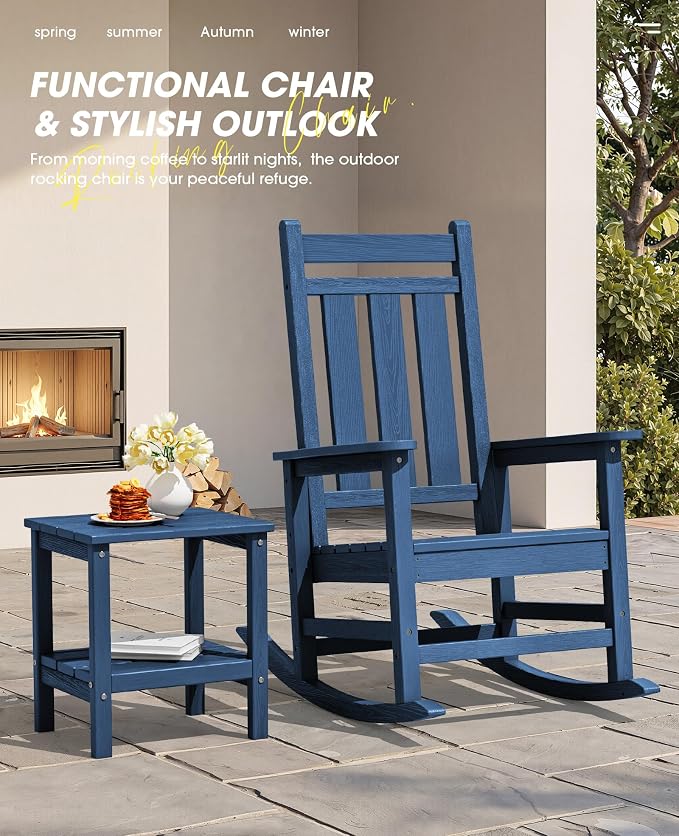 KINGYES Oversized Outdoor Rocking Chair, All-Weather Patio Rocking Chairs - Image 4