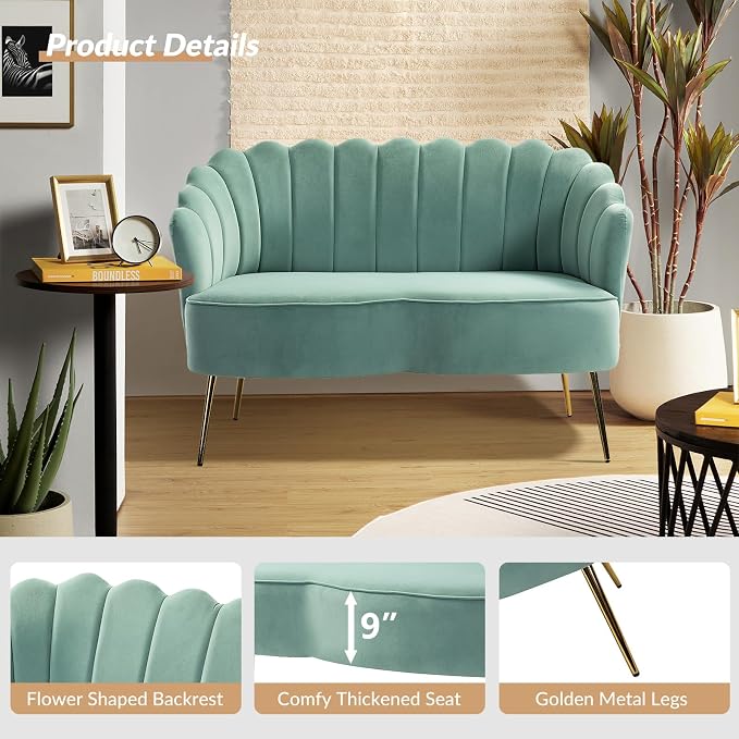 HULALA HOME Modern Velvet Loveseat Sofa - Image 4