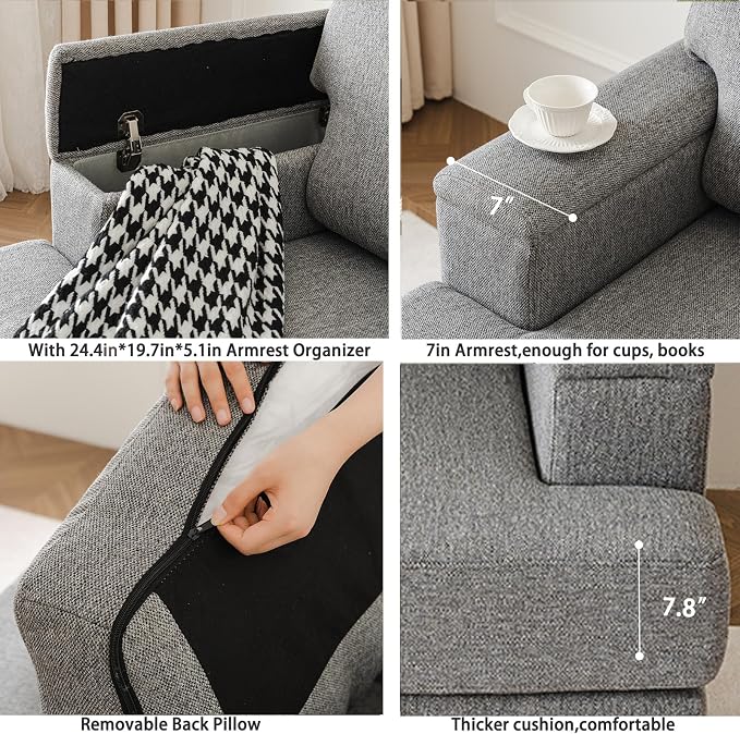 Oversized Living Room Chairs Set of 2, Comfy Accent Chair - Image 8
