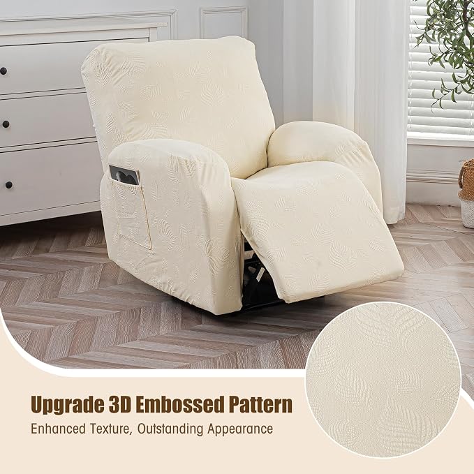 Gennia Recliner Chair Covers 3 Pieces, Waterproof Jacquard Reclining Chair Cover - Image 2