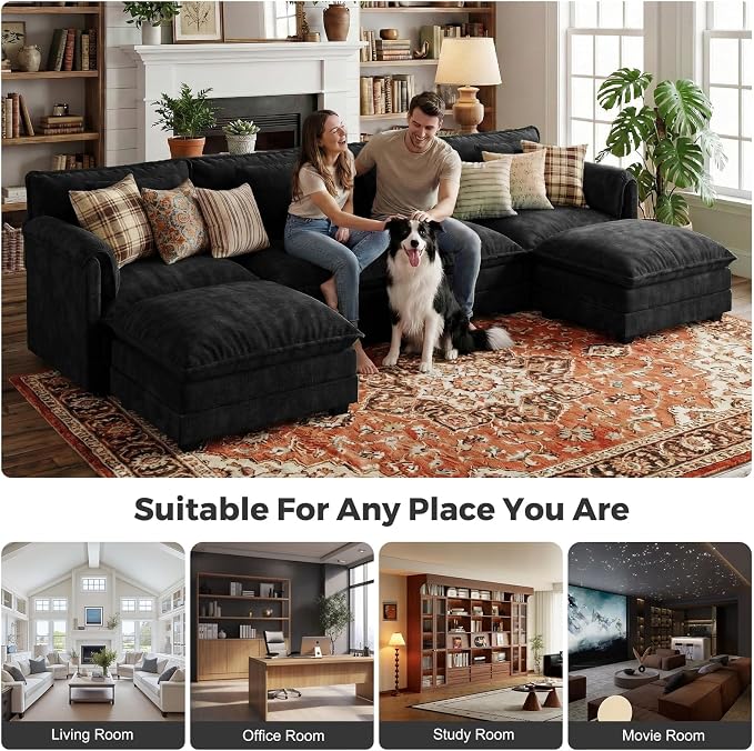 ELUCHANG Oversized 153" Modular Sectional Sofa, Comfy Cloud Couch, L Shaped - Image 3