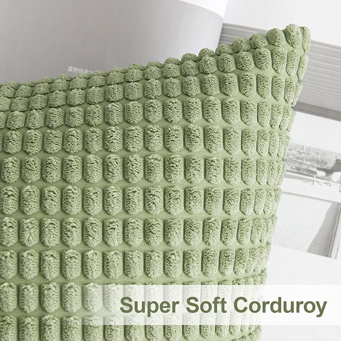 MIULEE Natural Green Pillow Covers 18x18 Inch Set of 4 Spring Modern Nordic - Image 4