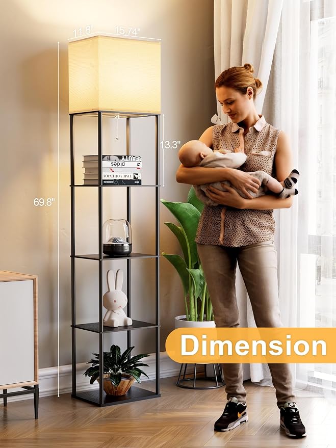 Large Floor Lamp with Shelves, 5-Tier Tall Floor lamp with - Image 2
