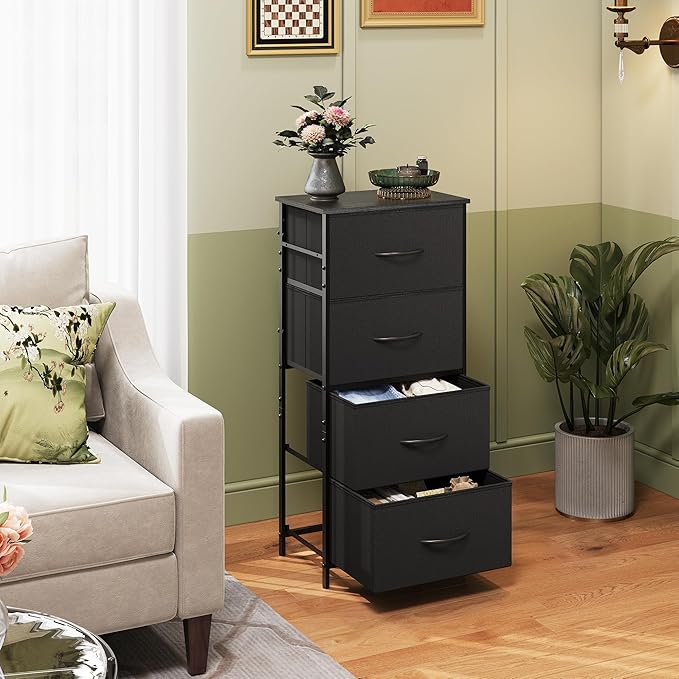 WLIVE Dresser with 4 Drawers, Fabric Storage Tower, Organizer Unit - Image 4