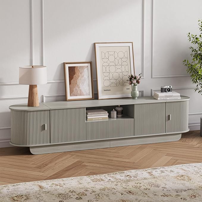 Fluted TV Stand and Coffee Table Set of 2, 86.6'' TV Console - Image 2