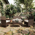 4-Piece Patio Furniture Set, Outdoor Wicker Conversation Set by GarveeHome