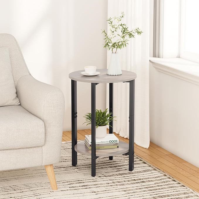 Vagusicc Side Tables Small End Tables, 2 Tier Couch Side Table, Small Round - Image 2