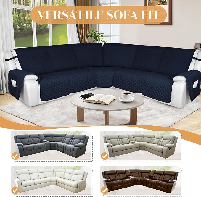 HDCAXKJ 100% Waterproof Reclining Sectional Couch Covers L Shape Recliner Sofa - Image 6