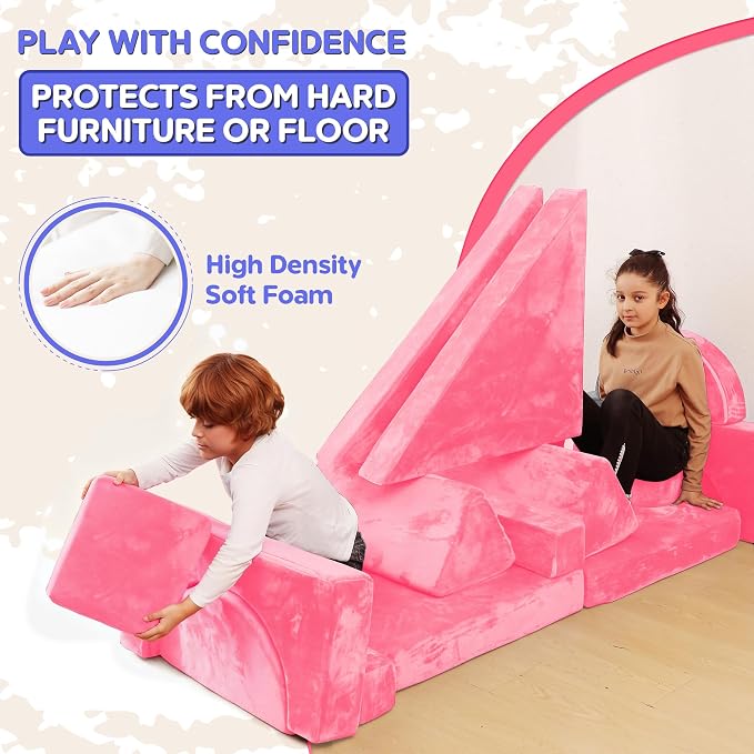 Contour Comfort Kids Couch 14 PC Modular Kids Play Couch Set – Convertible Sofa - Image 4