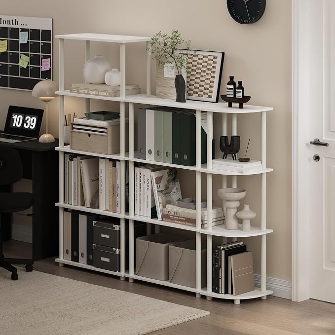 Furinno Turn-N-Tube Corner Shelf, 4-Tier Corner Bookshelf, Display Storage - Image 2