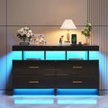 HNEBC Nightstand Set of 2 with Charging Station, Auto LED Night Stand with by HNEBC