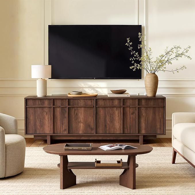 TV Stand for 75 Inch TV, Mid Century Modern TV Stand - Image 6
