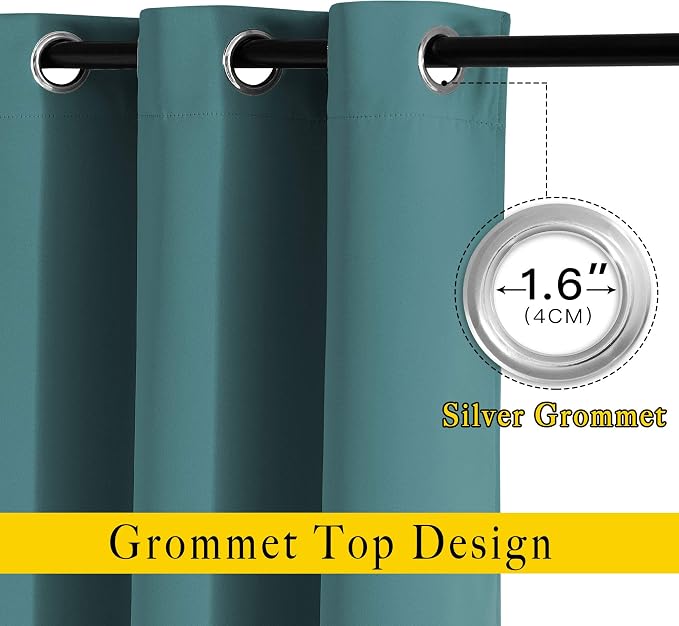 NICETOWN Blackout Curtains 63 inches Long, Grommet Window Treatment Energy - Image 2