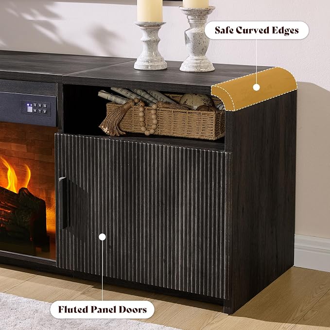 AMERLIFE 70" Fluted Fireplace TV Stand - Image 6