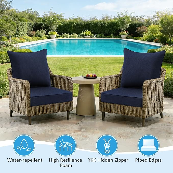 Sunbrella Outdoor Deep Seat & Back Cushion Set, 24 x 24 Inch Water Repellent - Image 4