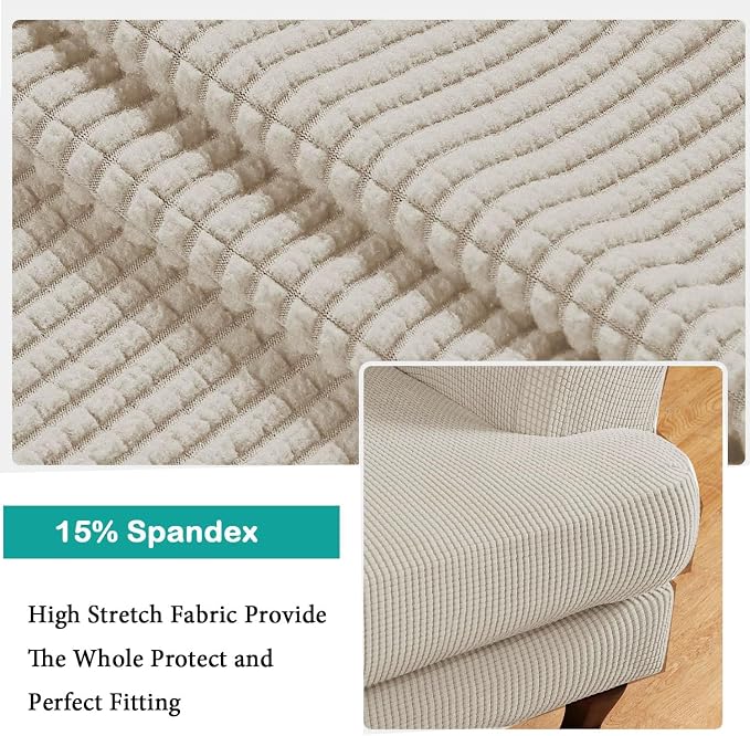 Turquoize Wingback Chair Covers 2 Piece Wing Chair Slipcover Stretch Slipcovers - Image 4