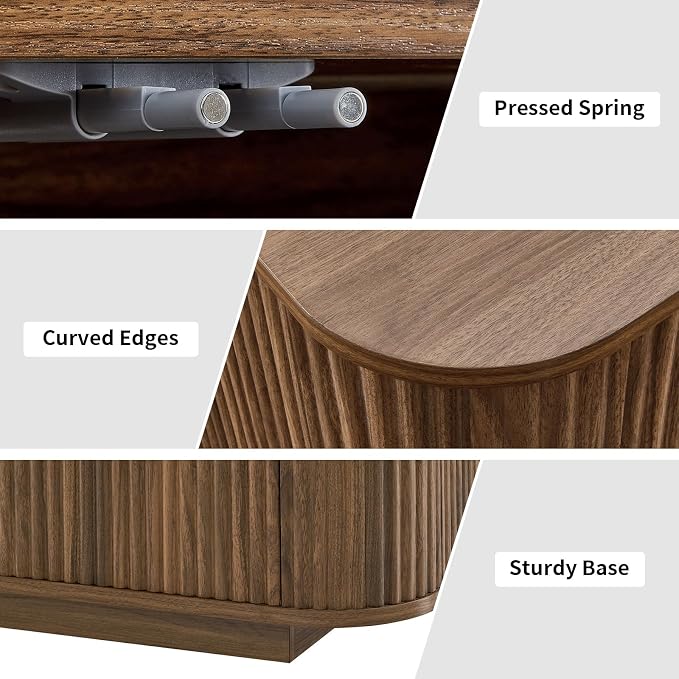 LKTART 64" Buffet Cabinet with Storage, Modern Fluted Accent Sideboard Media - Image 5