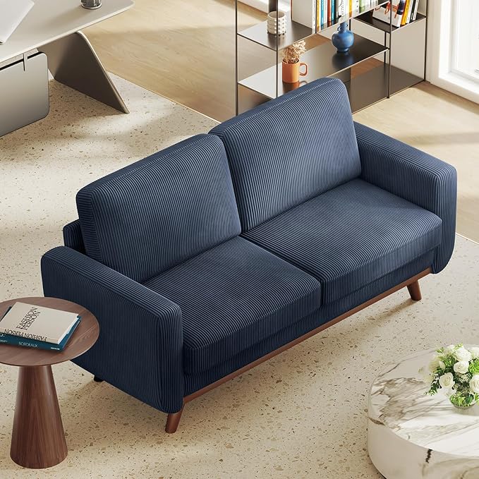 Vesgantti 68" Loveseat Sofa Dark Blue, Comfy Corduroy Couch - Image 7