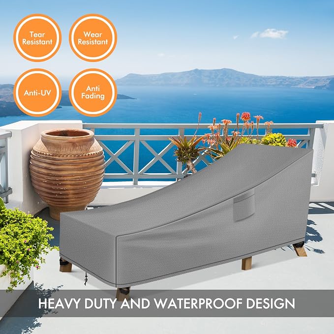 WLEAFJ Patio Chaise Lounge Cover Waterproof, Heavy Duty Outdoor Lounge Chair - Image 6