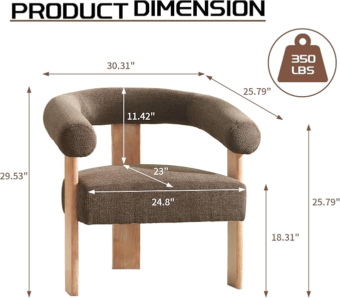 VKNOW Accent Chair Living Room Chairs Set of 2, Modern Upholstered Arm Chair - Image 2