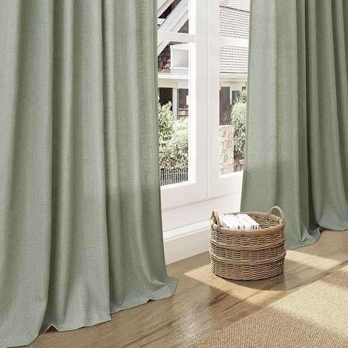 Desert Sage Linen Curtains for Living Room 94 Inches Long Light Filtering Semi - Image 5