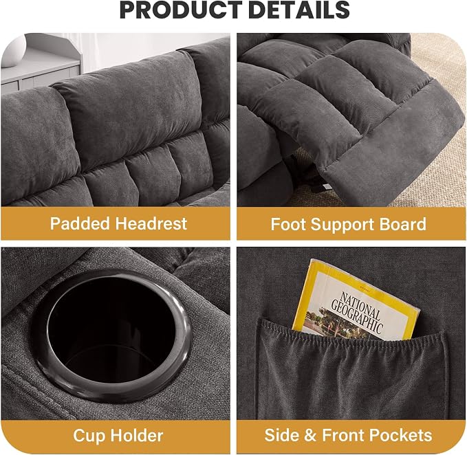 BOSMILLER Reclining Sofa with Cup Holders - Image 4