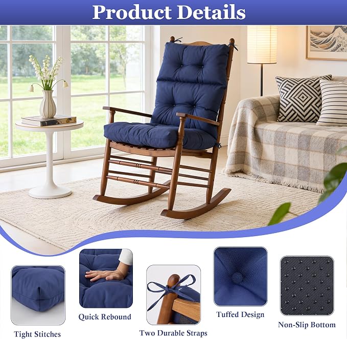 Rocking Chair Cushion, Waterproof and Fade-Resistant Adirondack Rocker Cushions - Image 7