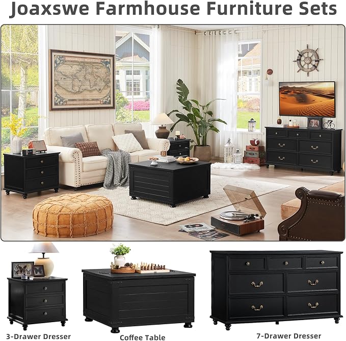 Joaxswe 24" Wide Farmhouse Night Stand Set of 2, Large End Table - Image 8