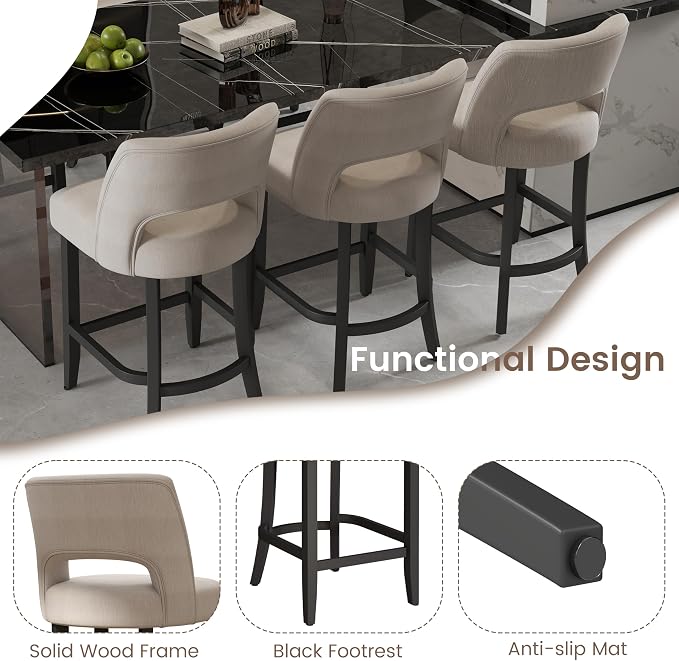 VKNOW Bar Stools Set of 4, Modern Counter Stools - Image 7