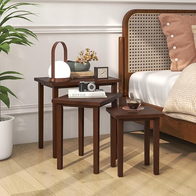 Giantex Nesting Tables Set of 3, Farmhouse Stacking Side Table - Image 7