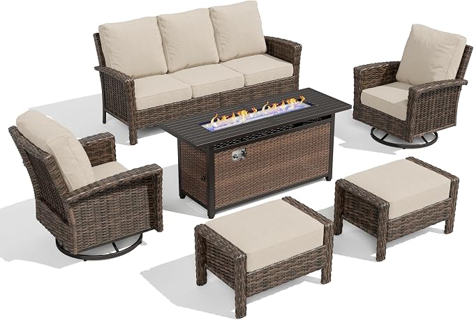 HERA’S HOUSE Wicker Patio Furniture Set, High Back Swivel Chairs - Image 9