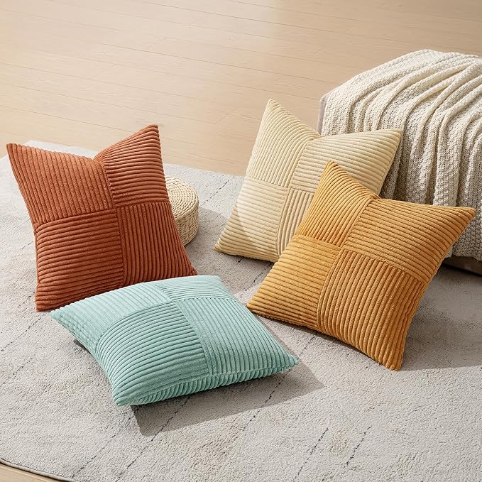 MIULEE Boho Farmhouse Decorative Throw Pillow Covers 18x18 Inch 4 Packs Soft - Image 6