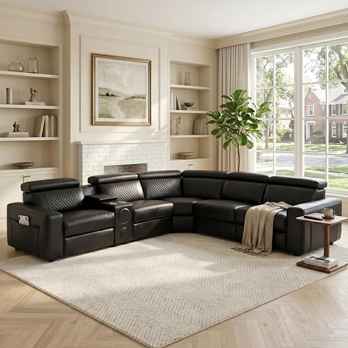 Power Recliner Sectional Sofa, L-Shaped Living Room Furniture Set, Reclining by GEBADOL