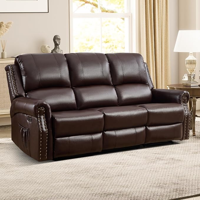 EBELLO Power Reclining Sofa for Living Room, Faux Leather 3 Seater Reclining - Image 6