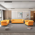 ORRD 3 Piece Living Room Set, Velvet Chesterfield Sofa Loveseat Couch Chair by ORRD