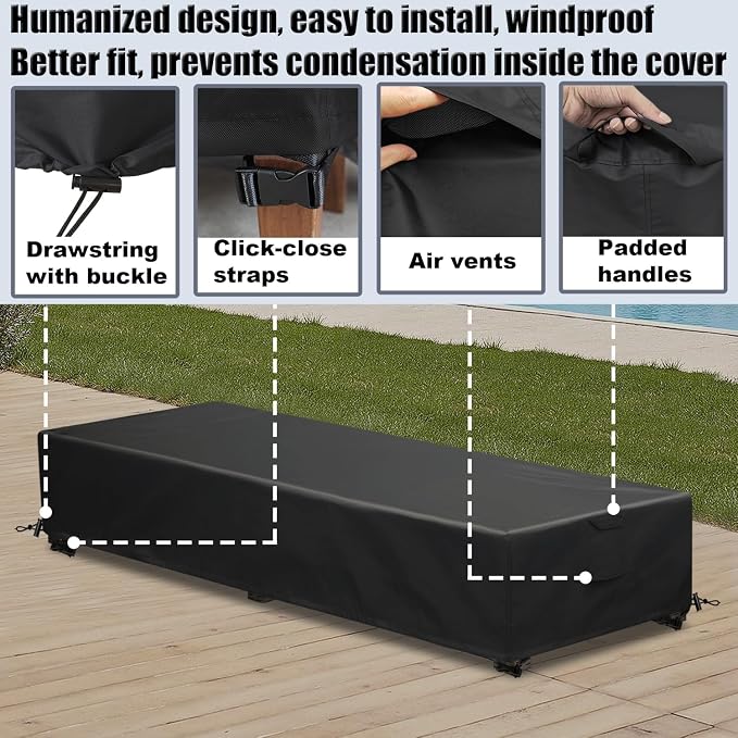 Lounge Chair Covers Outdoor Waterproof Patio Chaise Lounge Cover 600D Weather - Image 6