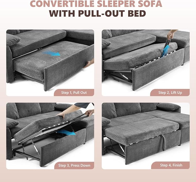 VINGLI Convertible Sofa Bed Couches - Image 3